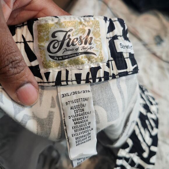 Fresh Prints of Bel-air Black White Stretch Twill Jogger Pants Size 3XL - Picture 5 of 5